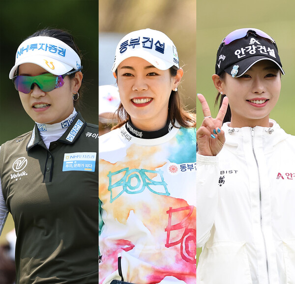 2022년 한국여자프로골프(KLPGA) 투어 두산 매치플레이 챔피언십에 출전한 박민지, 박주영, 이채은2 프로. 사진제공=KLPGA