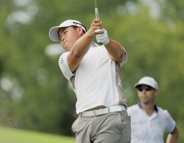 미국프로골프(PGA) 투어 2021-22시즌 플레이오프 1차전 페덱스 세인트주드 챔피언십에 출전하는 김주형 프로가 연습라운드를 하는 모습이다. 사진제공=PGA투어가 제공한 영상 캡처