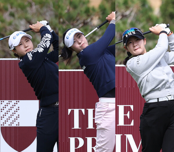 한국여자프로골프(KLPGA) 투어 2026시즌 '국내 개막전'인 신설 대회 더 시에나 오픈 우승 경쟁에 뛰어든 고지원, 서교림, 한지원 프로가 3라운드에서 경기하는 모습니다. 사진제공=KLPGA (사진을 무단으로 사용하지 마십시오.)